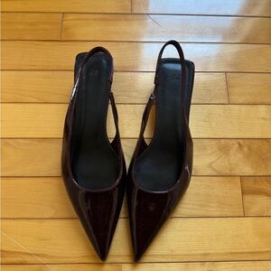 H&M Burgundy Slingback Kitten Heels